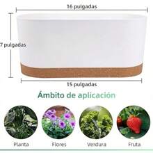 Set 2 macetas rectangulares de riego automático 16" Macetas largas para Ventana y Exterior Drenaje Mejorado y depósito de Agua para Plantas de Interior y jardín Blanco - Blanco - Ver 2