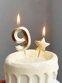 1 cây nến số 0-9 hình vỏ sò màu vàng sâm panh, dùng trang trí bánh sinh nhật, kỷ niệm. - Xem 7