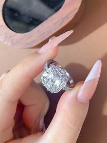 时尚优雅的锆石戒指，女士结婚戒指 - 白色 - 查看 3