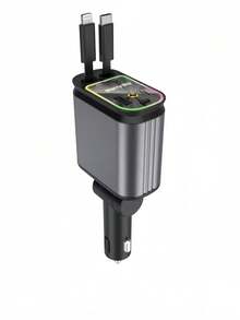 66W 4-In-1 Retractable Car Charger, Fast Charging Adapter With Extendable Cable, Multi-Function Cigarette Lighter Converter, Compatible With Various Smart Devices - 4 In 1 - View 13