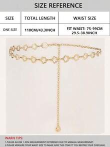 Flower Design Chain Belt Western Cowgirl Dress Belt Street Halloween Summer, School Fall, Autumn, Halloween LSCF - Gold - 查看 3