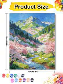 40x50cm/16x20in Mountain Spring Valley DIY Acrylic Painting On Canvas, Handmade Craft, Home Decor, Holiday Gift - 40*50cm - View 12