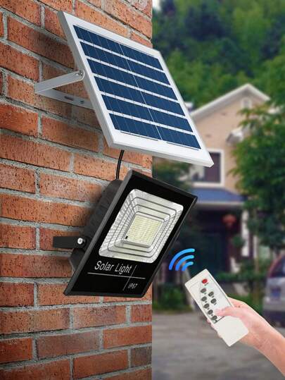 1 件 ABS 材质无线户外防水感光遥控定时 LED 太阳能泛光灯，适用于花园、家庭、庭院、广场、道路、公园、户外建筑、紧急抢修照明（小尺寸配 18650-800mAh 电池，中尺寸配 18650-1200mAh 电池，大尺寸配双 18650-1200mAh 电池）