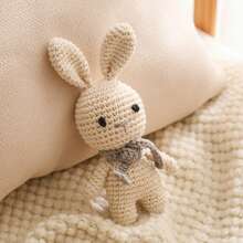 Handmade Gray Scarf With Rabbit Rattle, Soft Knitted Toy, Suitable For Infants And Children, Perfect Gift For Christmas, Halloween, Thanksgiving - Multicolor - View 1