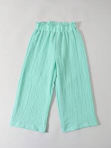 1pc Girls' Solid Color Loose Casual Versatile Leggings, Young Ladies' Wide Leg Cropped Pants, Suitable For Spring & Summer - Multicolor - View 19