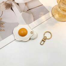 Fried Egg Leather Air Apple Tag Keychain Holder Access Card Cover Anti-Lost Case, Anti-Scratch Air Apple Tag Key Chain For Air Apple Tags, Accessories For GPS Item Finder Tracker - Multicolor - View 6