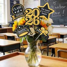 kumozawa 5pcs Colorful 2026 Graduation Cap With Star Pattern Paper Decorations | Desktop Center Decor, Graduation Party Decorations, Graduation Celebration Party Supplies, Party Favors, Graduation Party Decorations - 5pcs - View 1
