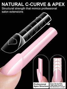 150片/盒 法式太空假指甲模具 芭蕾舞方尖双色可重复使用美甲延长模具 完美贴合 易于使用 新手友好型 DIY设计 - 無色 - 查看 3