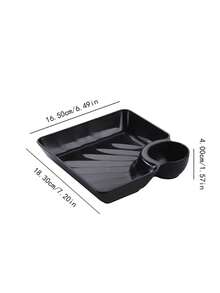 1个/2个/4个装纯色方形塑料蘸酱盘，甜点托盘，小吃盘，适用于盛放水果、饺子、薯条、寿司等，适用于家庭、餐厅、派对、舞会、办公室，父亲节礼物，母亲节礼物，送给朋友、男女朋友、家人、老师、同事的礼物，万圣节礼物，圣诞节礼物 - 黑+白 - 查看 9