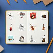 120pcs Violin Vinyl Stickers, Beautiful And Practical, Suitable For Scrapbooks, Diaries, Bumpers, Skateboards, Water Bottles, Helmets, Water Cups, Car Stickers, Etc. - Random - View 8