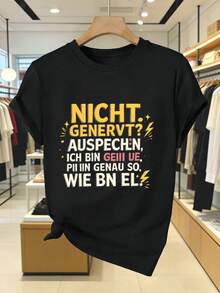 Maglietta casual da donna con stampa grafica divertente, stile street hip-hop, traspirante, stampa artistica - nero - Visualizzare 2