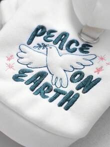1pc Pet Clothes, Cute Hoodie Sweatshirt For Small Dogs & Cats - Peace Dove Sweatshirt - White - View 7