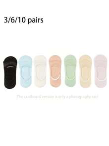 3/6/10 双装女士隐形袜，薄款夏季款式，防滑，低帮隐形袜，适合搭配高跟鞋 - 彩色 - 查看 4