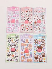 3D Cartoon Sticker Pack Including Panda, Puppy, Kitten, Monkey, Bear And More. Cute 3D Stress Relief Stickers Suitable For DIY Glitter Stickers, Phone Case Stickers, Notebook Stickers And Handmade Craft Stickers. Reusable Waterproof Stickers Great For Scrapbooking And Stationery Decoration. - Multicolor - View 11