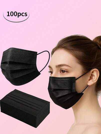100/50 Pieces Disposable Non-Woven Fabric Flat Masks, Breathable And Comfortable, With Ear Loops, Suitable For Outdoor Travel, Parties And Offices.