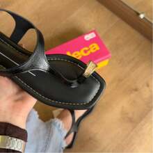 Moleca Women's Flat Sandal With Ring And Rhinestones 5559.103 - 黑色 - 查看 7