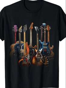 Men's Casual Printed T-Shirt 100% Cotton Model: Guitars - Special Sophisticated Street Streetwear Premium Quality  Store Summer Fashion - màu đen - Xem 1