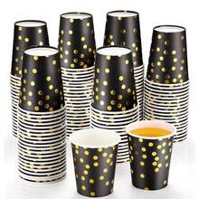 10/20/50*90 chiếc cốc giấy chấm bi đen 9oz, cốc dùng cho tiệc tùng, cốc cà phê, cốc nước lạnh, cốc trà, thích hợp cho tiệc sinh nhật, đám cưới, Ngày của Mẹ. - Nhiều màu - Xem 1