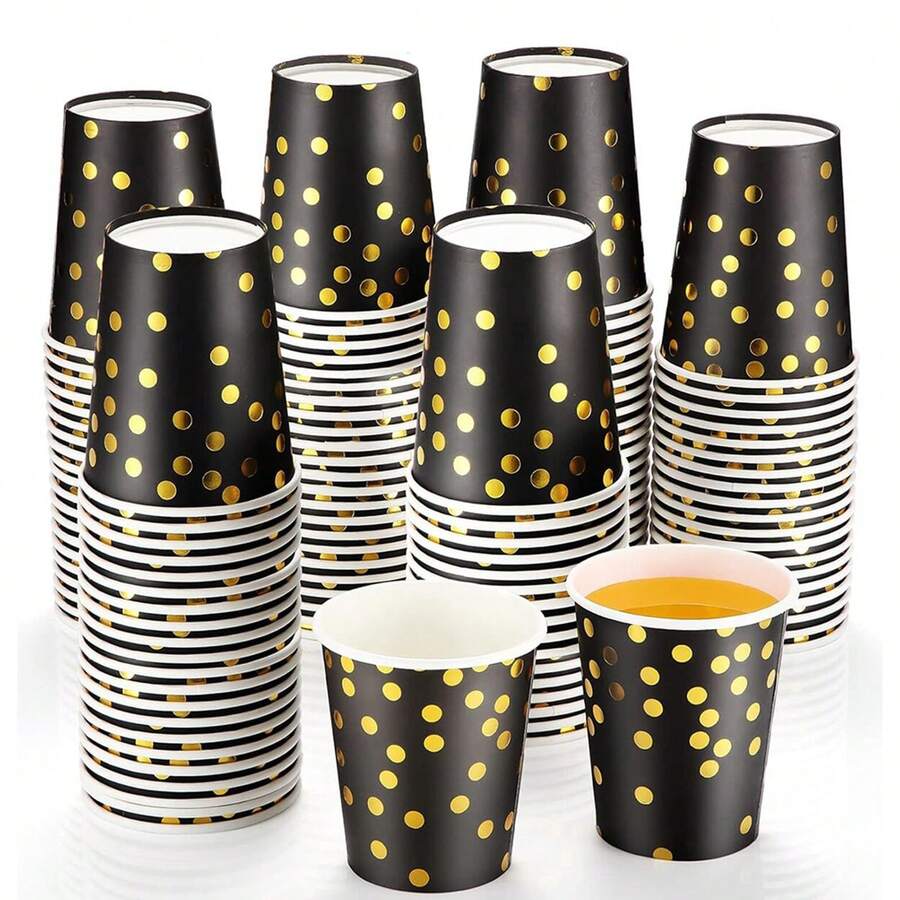 10/20/50*90 chiếc cốc giấy chấm bi đen 9oz, cốc dùng cho tiệc tùng, cốc cà phê, cốc nước lạnh, cốc trà, thích hợp cho tiệc sinh nhật, đám cưới, Ngày của Mẹ. - Nhiều màu - Xem 1