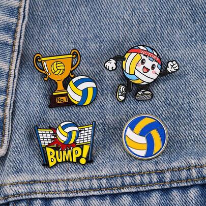 4pcs/Set Victory Sport Enamel Brooch Pin Fashion Decorative Brooches Ornaments Lapel Bag Badges Jewelry Gifts