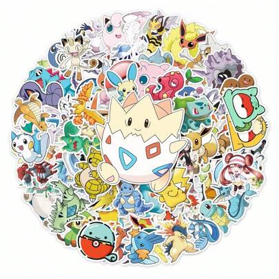 pokemon 100 -Themed Collectible Manga-Style Graffiti Luggage Box DIY Decoration Stickers