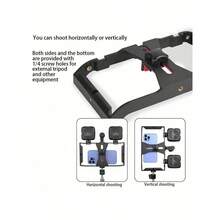 1pc 3-Cold Shoe Smartphone Stabilizer - Anti-Shake Handheld Holder | Lightweight ABS Material With Microphone/Fill Light Slot And 1/4" Interface, Suitable For Live Streaming And Vlogging - Black - View 7