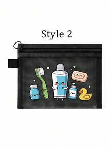 Cartoon Tooth Pattern Storage Bag, Mesh Portable Cosmetic Bag, Cute Toothbrush "Dental Care" Letter Print Makeup Bag, Travel Makeup Organizer; Essential For Vacation Swimwear Storage; Ideal Gift For Girlfriend; Foldable Lightweight Cosmetic Bag, Suitable For Business Trip And Carry-On Luggage. Must-Have For Summer Music Festivals. Suitable For Birthday, Back To School, Graduation Gifts, Travel Accessories - Multicolor - View 15