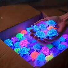 26pcs/50pcs/100pcs Mixed Color Turtle Glow-In-The-Dark Lights | Mini Turtle Decorations, Suitable For Easter, Birthday, Ocean Party, Holiday Decor, Dreamy Theme, Random Color, Resin Material - Multicolor - View 5
