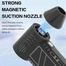 迷你高速涡轮风扇除尘器，带LED灯，手持式强力清洁工具，包含硅胶喷嘴和USB充电线，圣诞礼物 - 黑色 - 查看 5