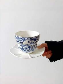 High-Quality Handhold New Chinese-Style Blue & White Cup, Retro Exquisite Niche Ceramic Coffee Cup, Tea Cup, Water Cup Set For Home & Office - Multicolor - View 9