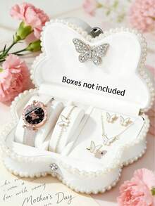 6/5pcs Set Elegant Girl's Fashion Butterfly Pattern Dial Quartz Watch, Suitable For Girls. Can Be Matched With Butterfly Necklace, Bracelet, Ring And Earring Jewelry Set - Multicolor - View 2