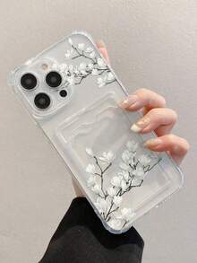 Funda protectora de silicona suave con tarjetero transparente y flor de magnolia pintada, compatible con iPhone 17/17 Pro/17 Pro Max/16/11/16 Pro/16 Plus/16 Pro Max/16e/15 Pro Max/13/14/12/XS/XR/7G/8P, compatible con Samsung Galaxy S25/S25 Plus/S25 Ultra/A16/A36/A26/A56/A50 [Versión internacional, no doméstica] - Multicolor - Ver 7