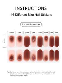 Bộ 16 miếng dán móng tay gel bán khô, màu be thạch, không cần đèn UV, chất lượng salon, bền lâu. - Gỗ đỏ - Xem 4