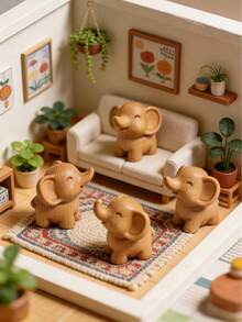 Decoración de elefante pequeño y lindo, figura de elefante hecha a mano, decoración de elefante adorable, escultura de elefante en miniatura, adecuada como regalo del Día de la Madre, decoración de casa de muñecas, recuerdo de fiesta - Multicolor - Ver 2