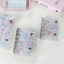 1 pieza Carpeta de anillas dobles transparente A6/A7/A8, Cuaderno de pegatinas, Carpeta de hojas sueltas, Almacenamiento de pegatinas, Estuche para lápices, Carpeta de cuaderno de pegatinas, Páginas interiores de recambio, Cuaderno de pegatinas, Cuaderno de hojas sueltas - Multicolor - Ver 10