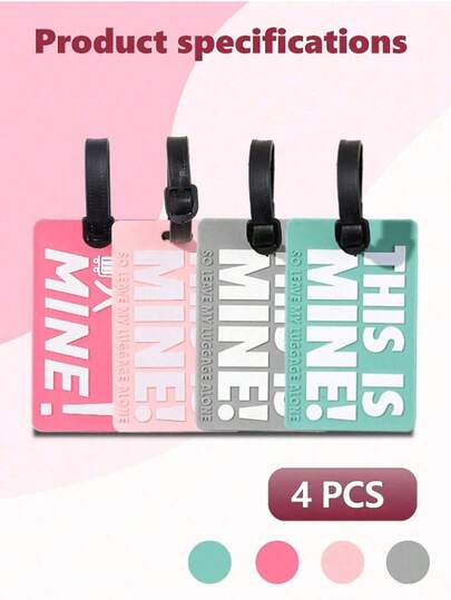 4个/1个简约时尚字母图案行李牌，轻便行李箱标签，旅行配件，行李箱识别吊牌，飞机登机牌，旅行携带识别标签，行李牌，旅行配件，旅行必备，旅行收纳整理，适用于海滩、暑假、返校季