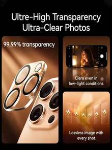 2 piezas de película protectora de vidrio templado para lente de cámara compatible con iPhone 17/17Pro Max/17 Pro/16 Pro Max/16/15/14/13/12/11/Pro/Promax/Plus/Mini Series - transparente - Ver 6