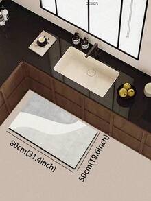 1pc Silica Gel Modern Minimalist Abstract Wave Pattern Kitchen Mat, Pure White Base With Fine Gray Lines Outlining Smooth S-Shaped Curves, Lightweight And Soft Visual, Combining Minimalist Texture And Flowing Rhythmic Beauty. Surface Fabric Material, Middle Sponge Absorbent Material, Bottom Rubber Material Non-Slip And Waterproof Kitchen Rug And Carpet - Multicolor - View 12