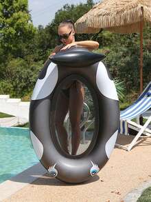 Hamaca de agua inflable, flotador con forma de ballena negra para adultos con red, cama flotante de agua inflable para adultos - Multicolor - Ver 4