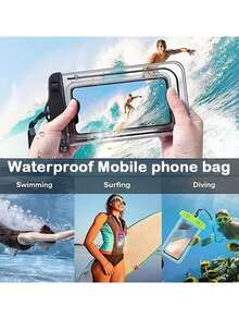 1個海灘旅行手機防水袋，通用防水手機收納袋，適用於海灘、潛水、漂流，自封口透明防水手機保護套 - 掛式 - 查看 7
