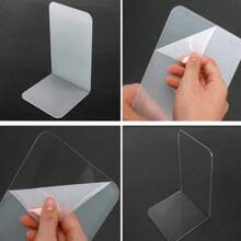2 cái chặn sách bằng acrylic, đơn giản, trong suốt, chống trượt, dùng để sắp xếp sách trên kệ, bàn làm việc, cho học sinh, trường học, văn phòng. - Hình chữ nhật - Xem 3