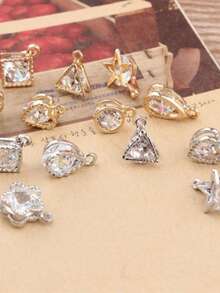 10个金属金银水钻吊坠 - DIY耳环和项链配件，爱情主题珠宝制作材料 - 金銀色吊墜 - 查看 3