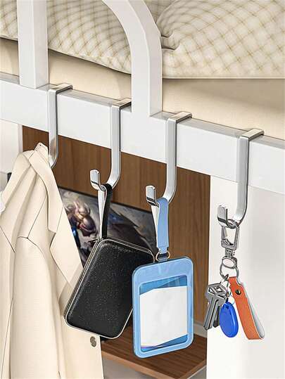 5 pièces Crochets en acier inoxydable, convenant pour la cuisine et la salle de bain, pouvant être suspendus à l'arrière d'un placard, à une porte, dans un dortoir, support polyvalent