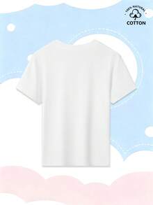 This Casual T-Shirt For Girls Is Suitable For Children Aged 4 To 12. The Disney 2026 Commemorative Print Focuses On A Castle Silhouette Within Minnie Mouse's Head, Heart-Shaped Balloons, And Polka-Dot Bows, Incorporating Elements Such As The "Disney 2026" Logo. Made From 100% Pure Cotton, It's Soft And Skin-Friendly, With Both Sweat-Wicking And Breathable Properties. It Can Be Paired With Lace Skirts, Denim A-Line Skirts, Casual Athletic Pants, And Loose-Fitting Joggers. Suitable For Theme Park Visits, Daily School Outings, Outdoor Camping, Birthday Parties, And Holiday Travel, This Cartoon Commemorative Style Perfectly Matches The Daily Dressing Needs Of Girls Aged 4 To 12, Making It An Indispensable Treasure Item In Any Summer Wardrobe. - White - View 3