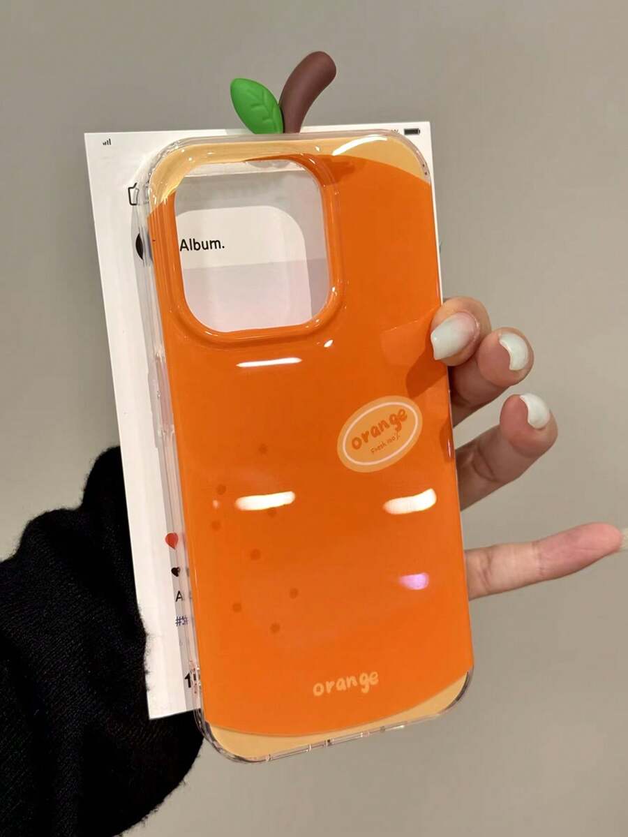 1个INS风夏季橙色图案手机壳,适用于 17/ 17 Pro Max/ 16 Pro Max/ 15 Pro/ 14/ 13/12/11,适合作为情人节/生日/母亲节礼物送给家人/朋友/姐妹/女朋友 - 橘色 - 查看 1