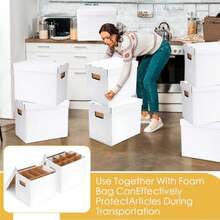 Juego de 4 cajas de mudanza de cocina con kit divisor caja de embalaje de platos cristalería copa de vino con asa incluida 15 x 12 x 10 pulgadas 2 cajas de platos 20 divisores - Blanco - Ver 7