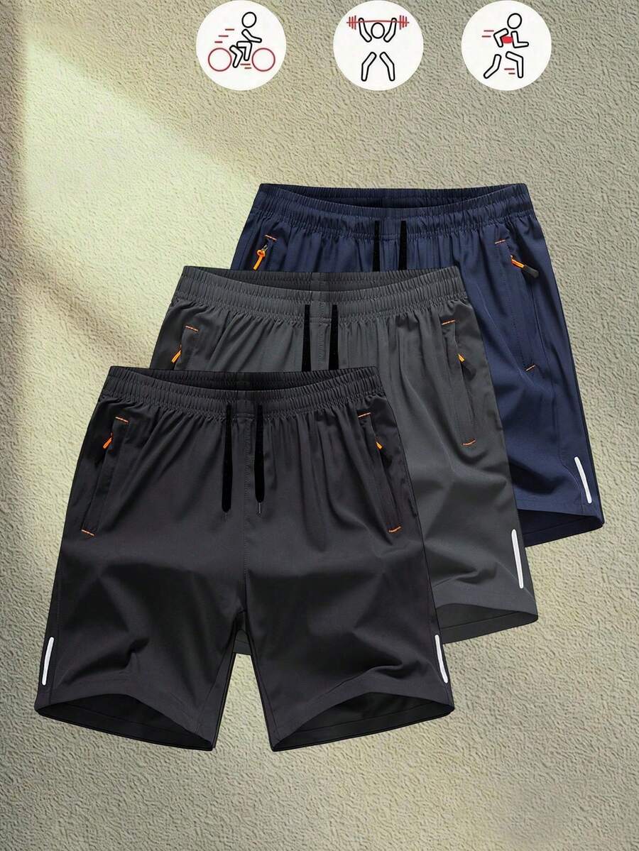 Quần short thể thao nam mùa hè nhanh khô - Cạp quần có dây rút, chi tiết viền bên hông, quần tập luyện thường ngày nhẹ nhàng. - màu đen - Xem 1