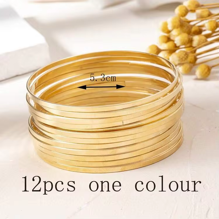 12pcs Sparkling Elegant Geometric Block Stackable Bangles For Kids - Multicolor - View 105