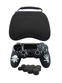 1 Set 4 Controller Silicone Case With Halloween Elements Laser Engraved Design, 10pcs Joystick Caps, 1pc Storage Bag, Anti-Slip, Anti-Sweat, Anti-Scratch, Enhancing Grip And Gaming Experience - View 1