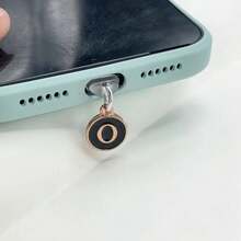 1个双面黑色26字母防尘手机塞/英文字母姓名首字母充电挂件/读卡器/兼容Type-C/Lightning（5-14）接口/情侣防尘塞 - 黑色 - 查看 9